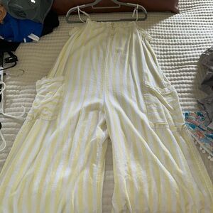 Target Yellow and White Jumpsuit with Wide-Leg Design